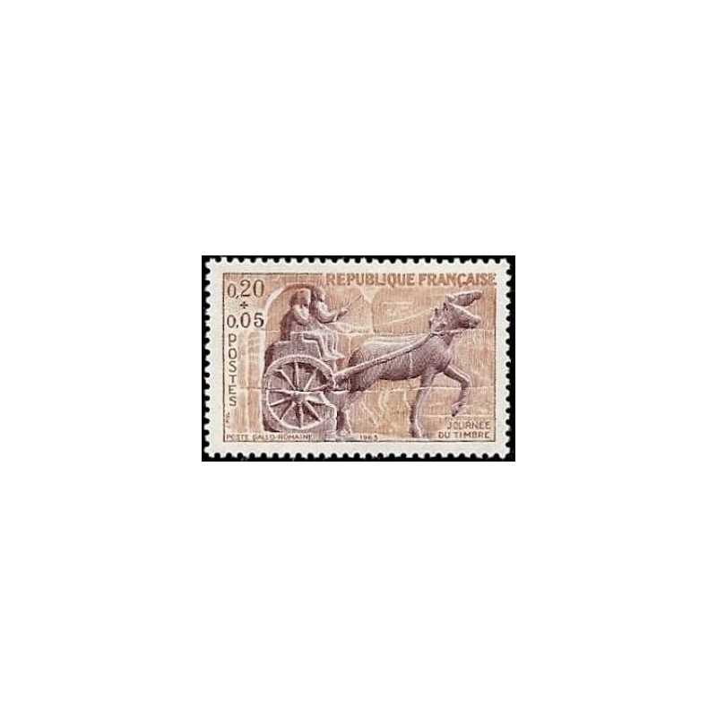 Timbre France Yvert No 1378 Journée du timbre, char de poste gallo romain