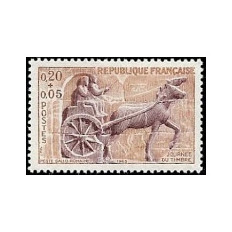 Timbre France Yvert No 1378 Journée du timbre, char de poste gallo romain