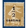 Timbre France Yvert No 279A Semeuse fond plein surchargée bistre olive neuf **