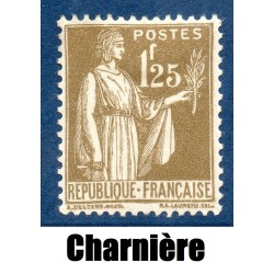 Timbre France Yvert No 287 Type paix 1.25f Olive neuf * avec charnière