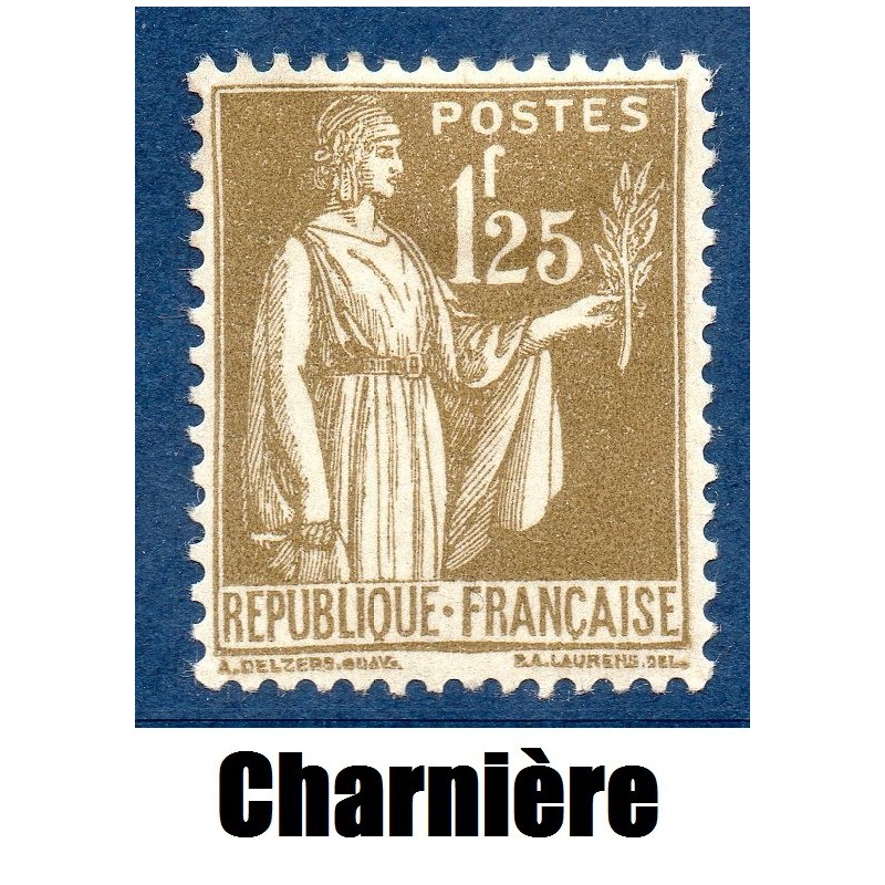 Timbre France Yvert No 287 Type paix 1.25f Olive neuf * avec charnière