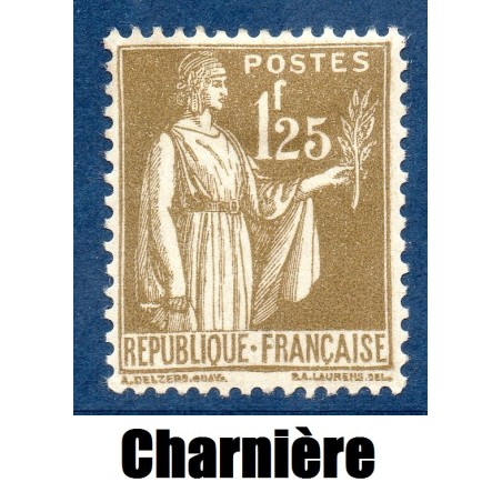 Timbre France Yvert No 287 Type paix 1.25f Olive neuf * avec charnière