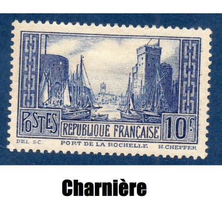 Timbre France Yvert No 261 Port de la rochelle Bleu Type III neuf * avec charnière