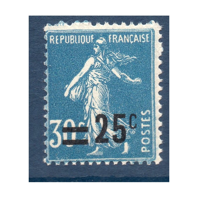 Timbre France Yvert No 217 Semeuse fond plein surchargée bleu neuf **