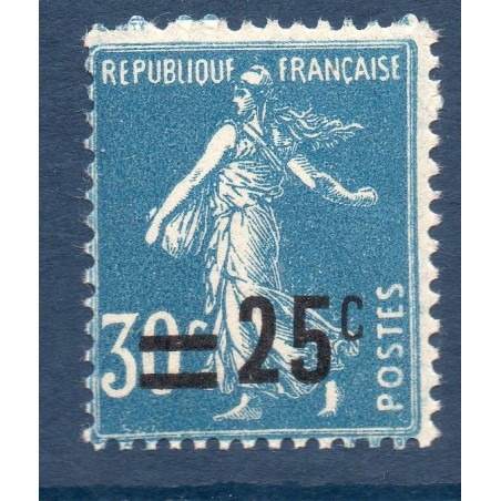 Timbre France Yvert No 217 Semeuse fond plein surchargée bleu neuf **