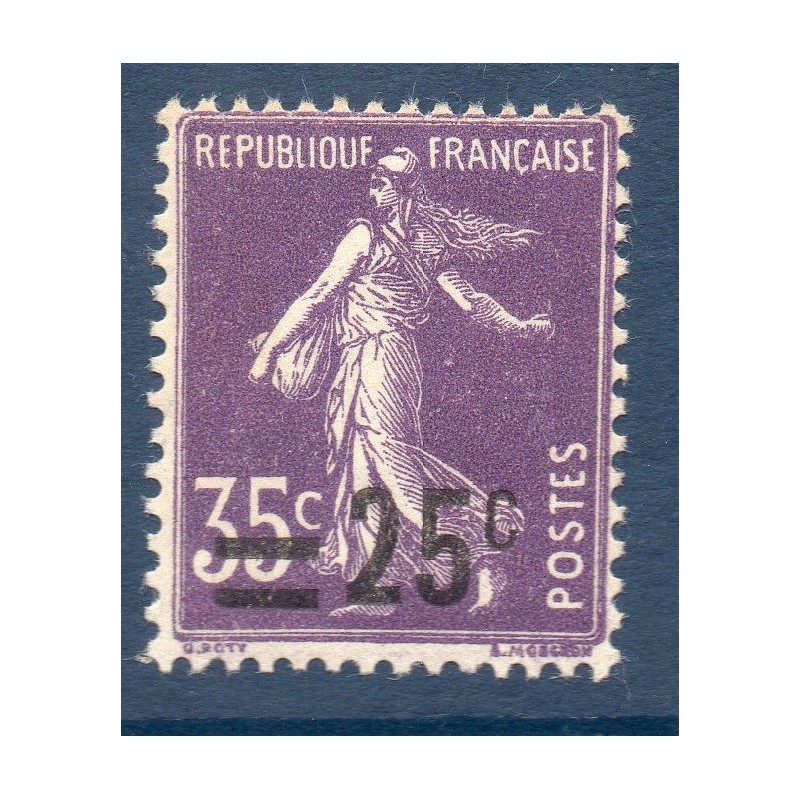Timbre France Yvert No 218 Semeuse fond plein surchargée violet neuf **