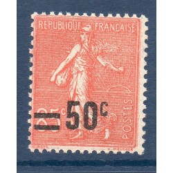 Timbre France Yvert No 221 Semeuse lignée surchargée Rouge neuf **