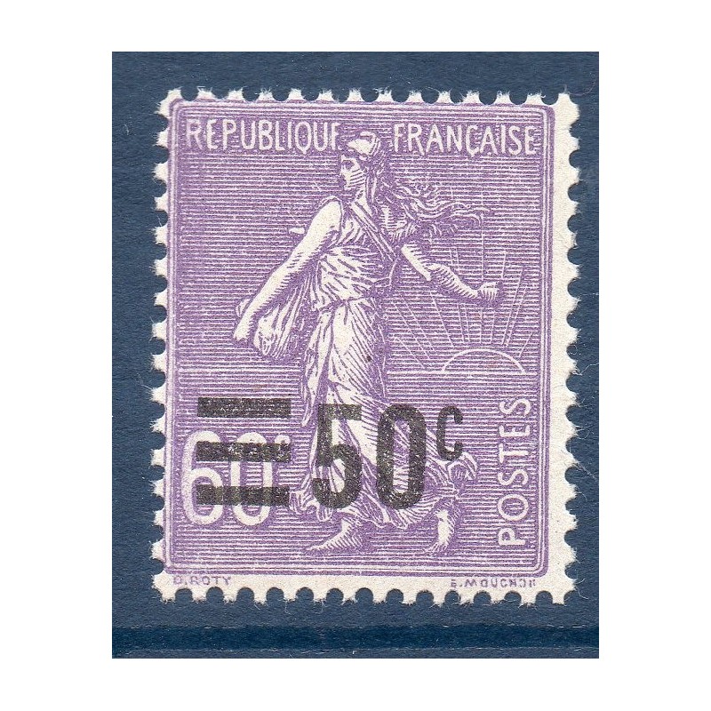 Timbre France Yvert No 223 Semeuse lignée surchargée violet neuf **