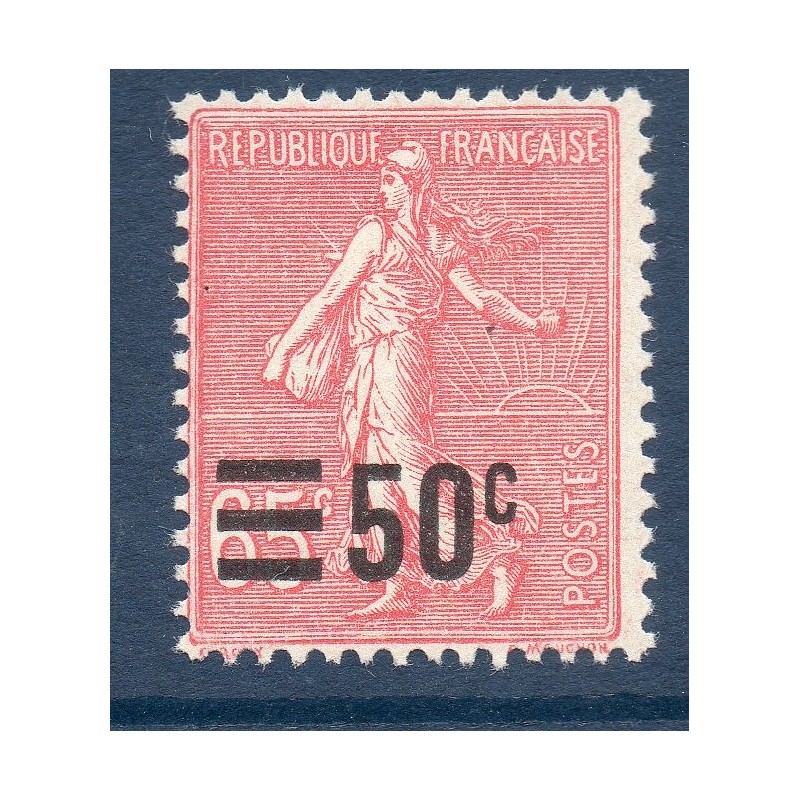 Timbre France Yvert No 224 Semeuse lignée surchargée rose neuf **