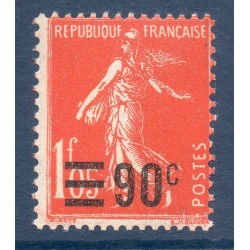 Timbre France Yvert No 227 Type Semeuse Fond plein surchargée Vermillon neuf **