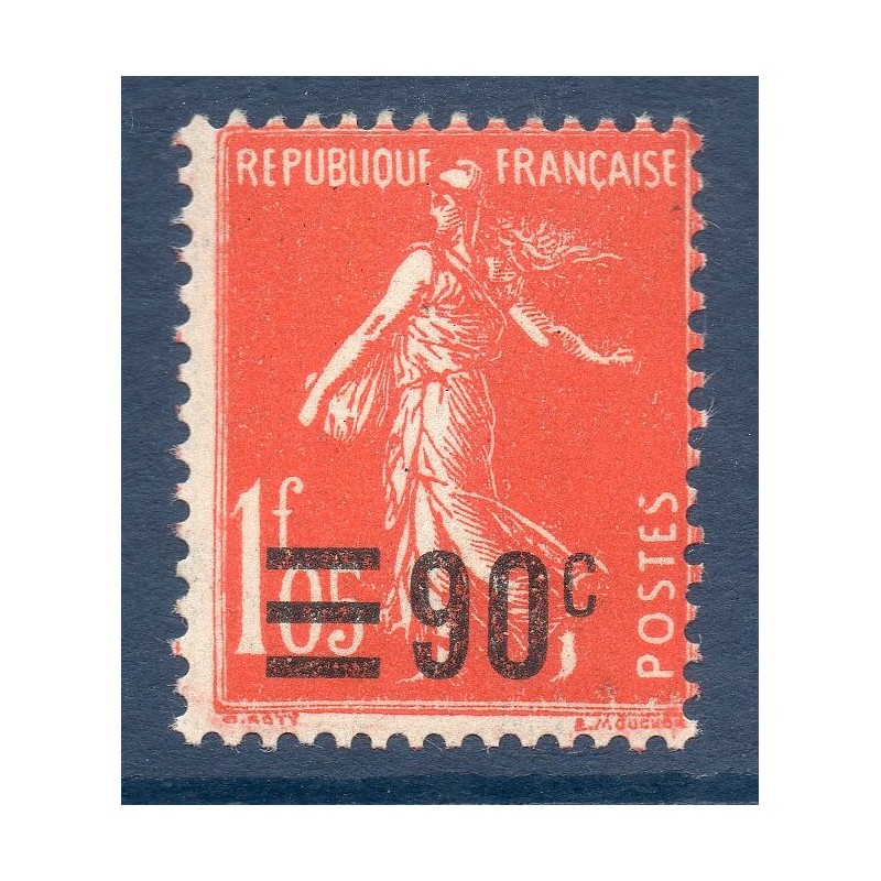 Timbre France Yvert No 227 Type Semeuse Fond plein surchargée Vermillon neuf **