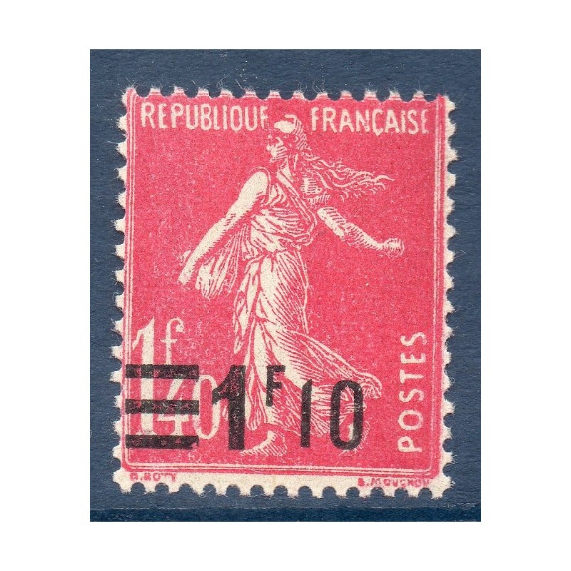 Timbre France Yvert No 228 Semeuse Fond plein surchargée Rose neuf **