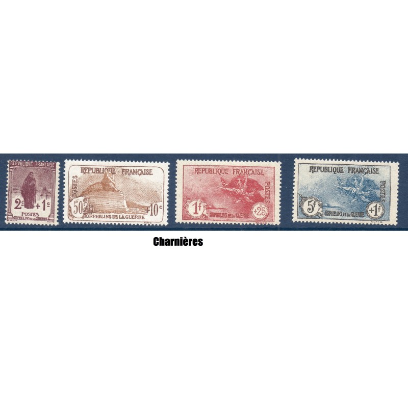 Timbre France Yvert No 229-232 orphelins de la guerre neuf * avec charnière