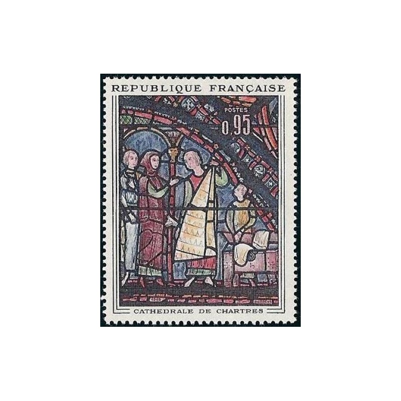 Timbre France Yvert No 1399 Vitrail de la cathédrale de Chartres