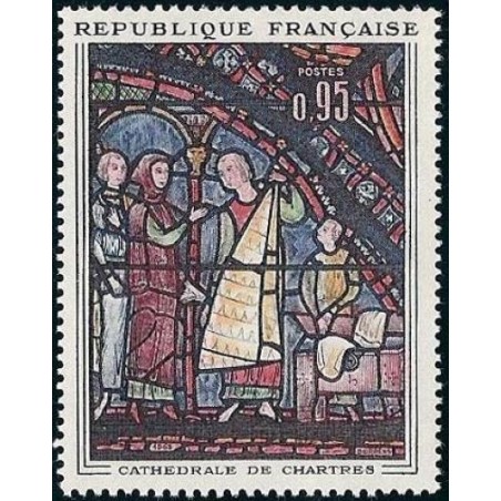 Timbre France Yvert No 1399 Vitrail de la cathédrale de Chartres