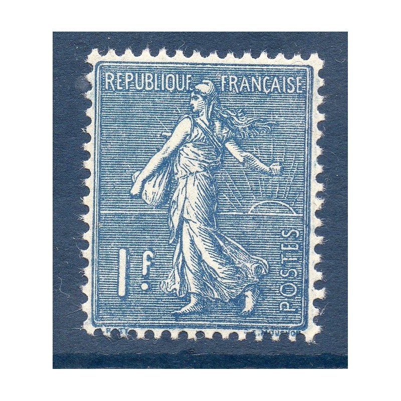 Timbre France Yvert No 205 Semeuse lignée 1 fr bleu neuf **