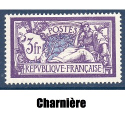 Timbre France Yvert No 206 merson 3 francs violet et bleu neuf * avec charnière