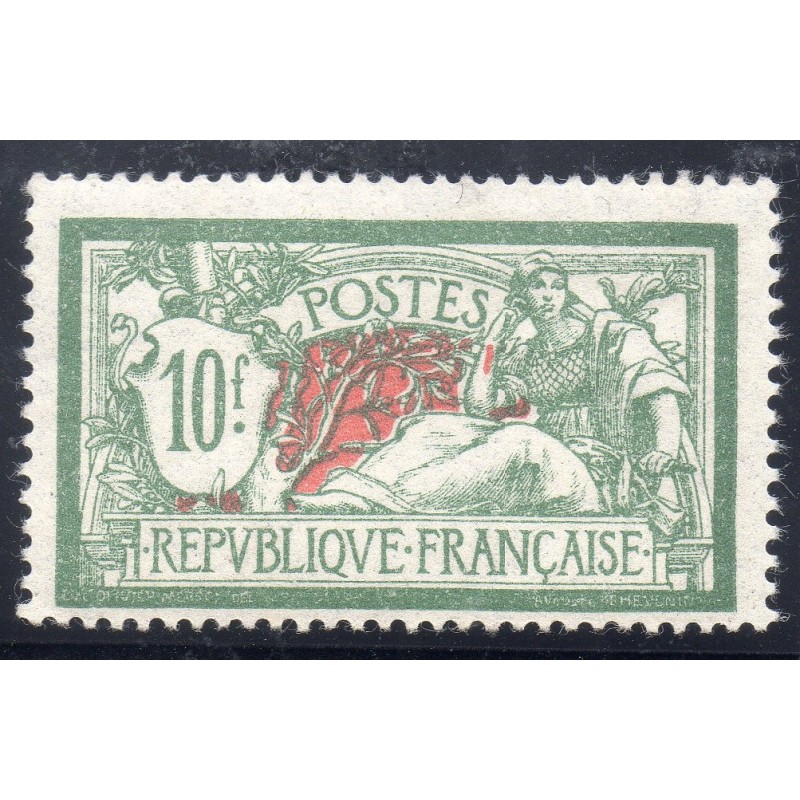 Timbre France Yvert No 207 merson 10 francs vert et rouge neuf  **