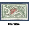Timbre France Yvert No 207 merson 10 francs vert et rouge neuf * avec charnière