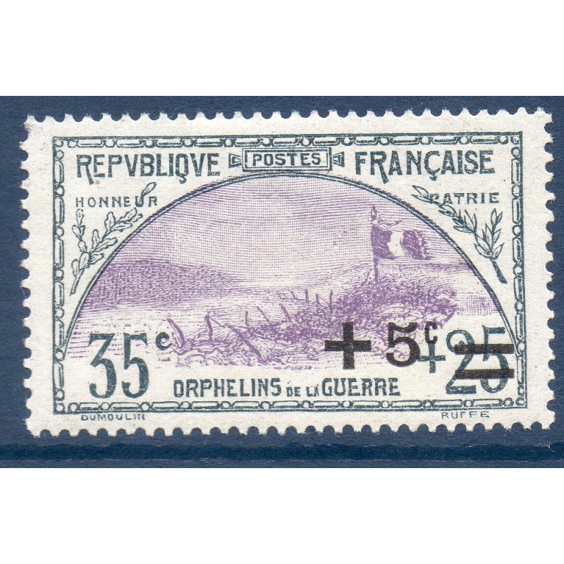 Timbre France Yvert No 166 Orphelins de la guerre surchargé neuf **