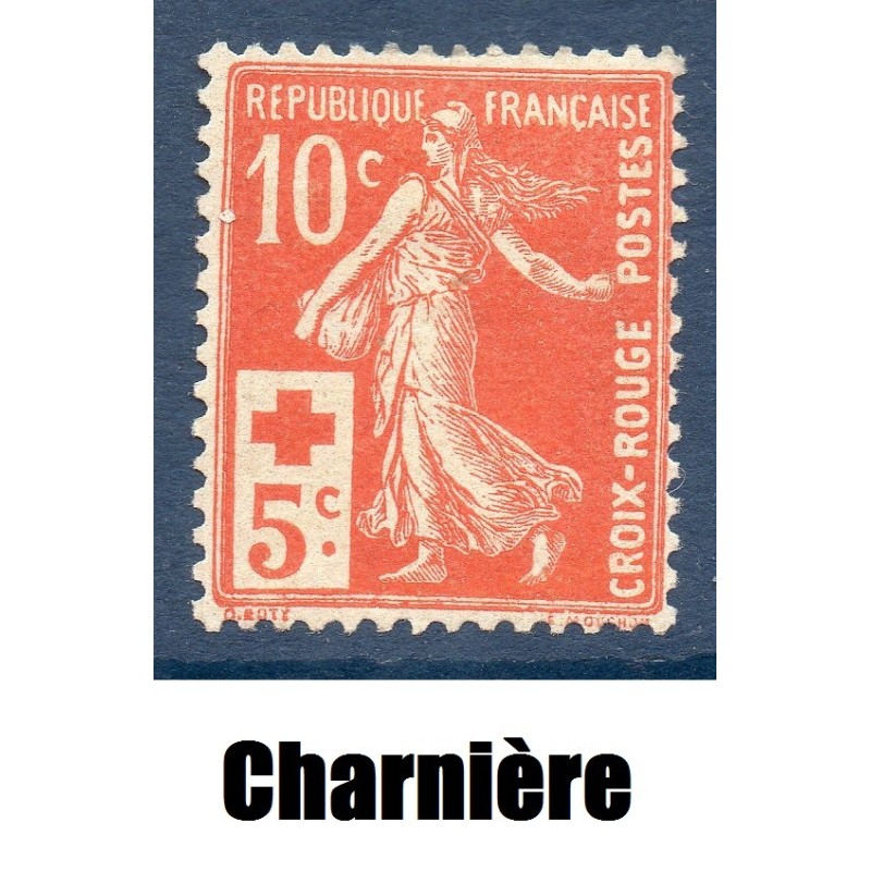Timbre France Yvert No 147 semeuse croix rouge neuf * avec charnière