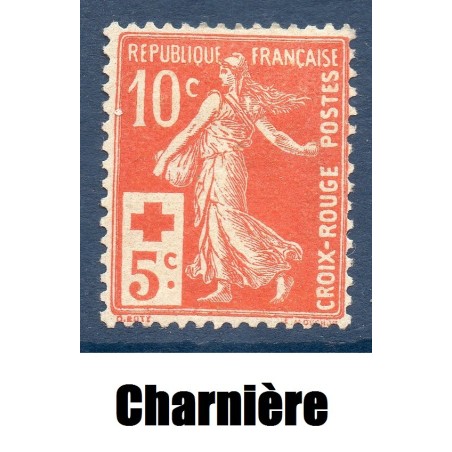 Timbre France Yvert No 147 semeuse croix rouge neuf * avec charnière