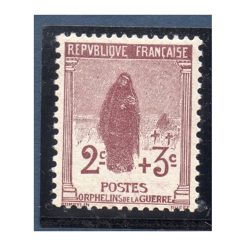 Timbre France Yvert No 148 Orphelin de la Guerre brun lilas neuf **