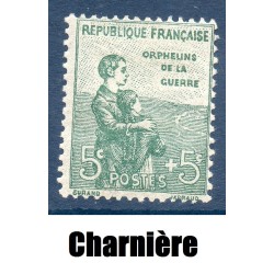 Timbre France Yvert No 149 Orphelin de la Guerre Vert neuf * avec charnière