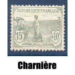 Timbre France Yvert No 150 Orphelin de la Guerre gris-Vert neuf * avec charnière