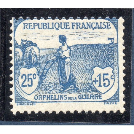 Timbre France Yvert No 151 Orphelin de la Guerre bleu neuf **
