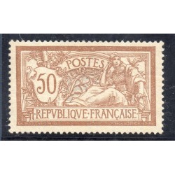 Timbre France Yvert No 120 bon centrage Type Merson 50c Brun et Gris neuf **