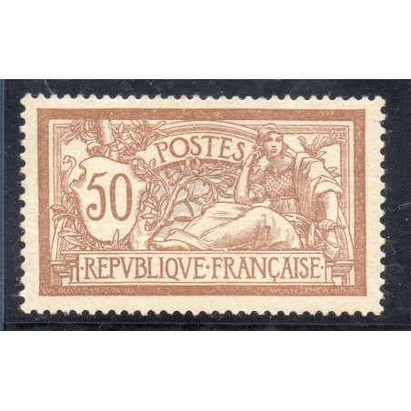 Timbre France Yvert No 120 bon centrage Type Merson 50c Brun et Gris neuf **