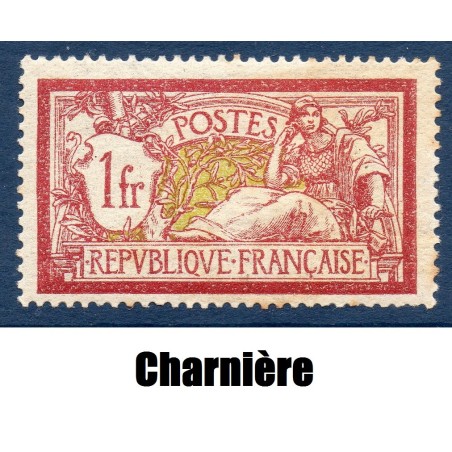 Timbre France Yvert No 121 Type Merson 1F lie-de-vin et olive neuf * avec charnière