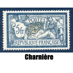 Timbre France Yvert No 123 Type Merson 5F bleu et chamois neuf * avec charnière