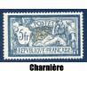 Timbre France Yvert No 123 Type Merson 5F bleu et chamois neuf * avec charnière