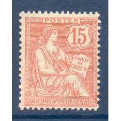 Timbre France Yvert No 125 Type Mouchon 15c Vermillon neuf **