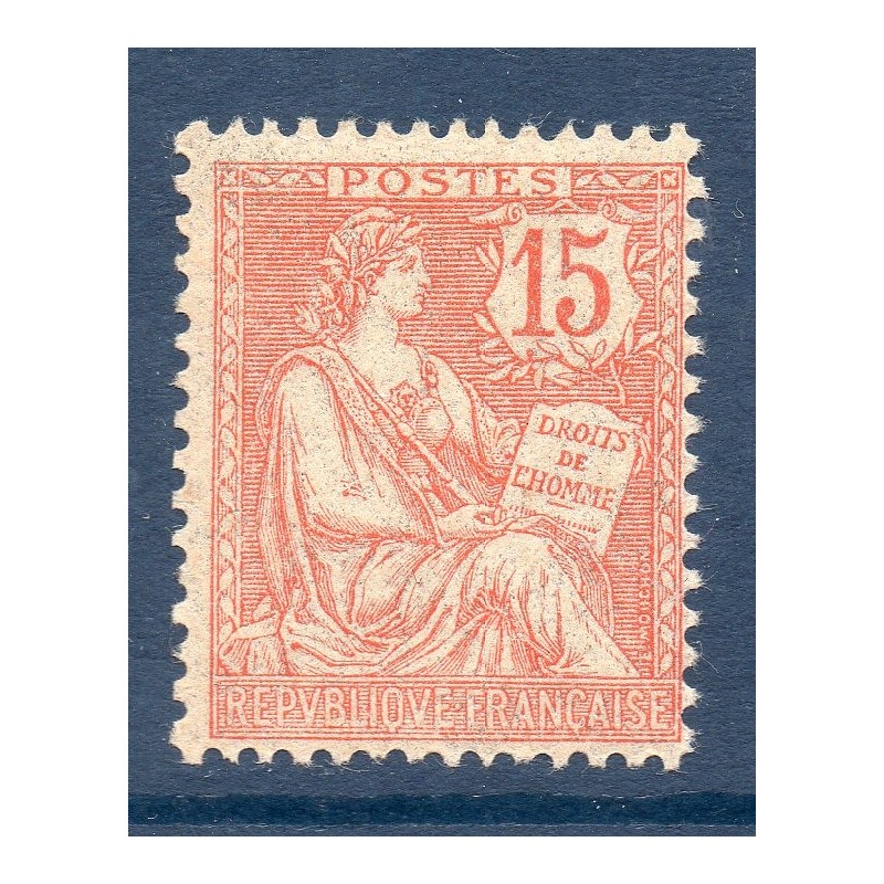 Timbre France Yvert No 125 Type Mouchon 15c Vermillon neuf **