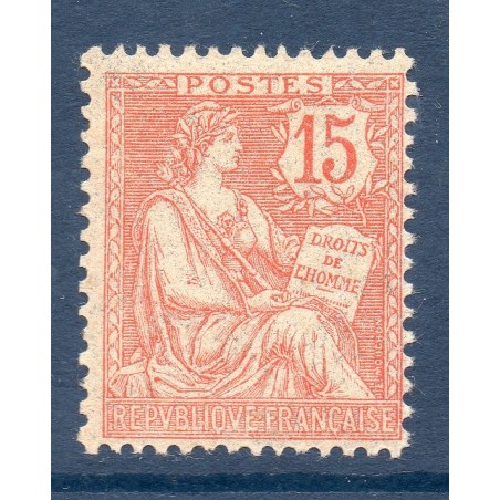 Timbre France Yvert No 125 Type Mouchon 15c Vermillon neuf **