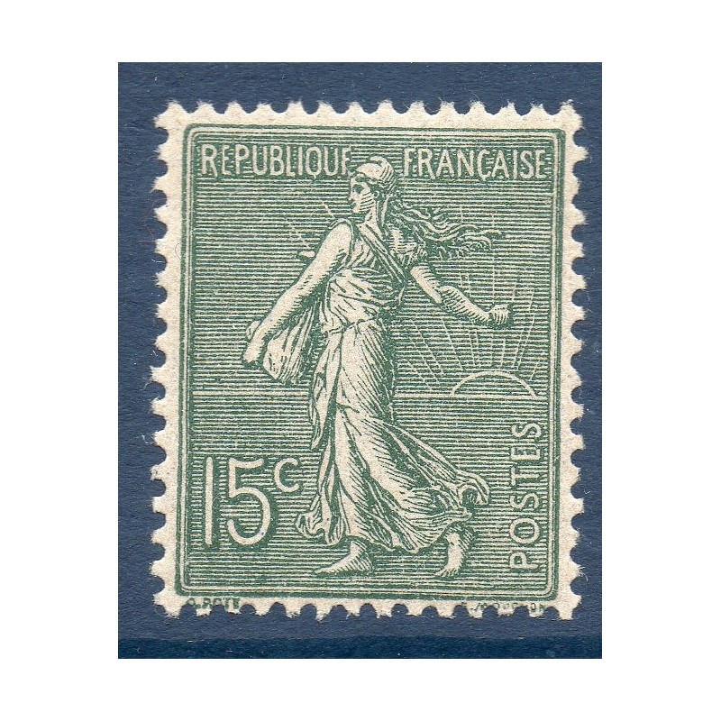 Timbre France Yvert No 130 semeuse lignée 15c vert gris neuf **