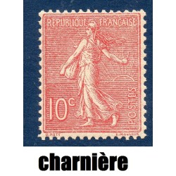 Timbre France Yvert No 129 semeuse lignée 10c rose neuf * avec charnière