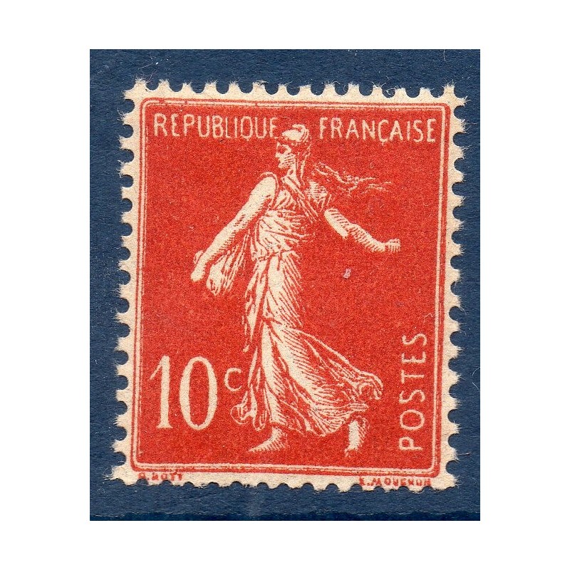 Timbre France Yvert No 135 semeuse fond plein maigre 10c rouge neuf **