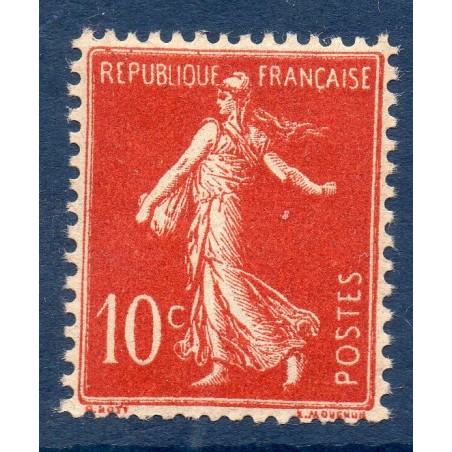 Timbre France Yvert No 135 semeuse fond plein maigre 10c rouge neuf **