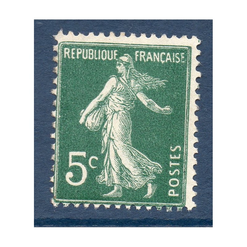 Timbre France Yvert No 137 semeuse fond plein 5c vert foncé neuf **