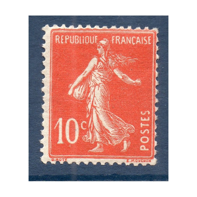 Timbre France Yvert No 138 semeuse fond plein 10 c rouge grasse neuf **