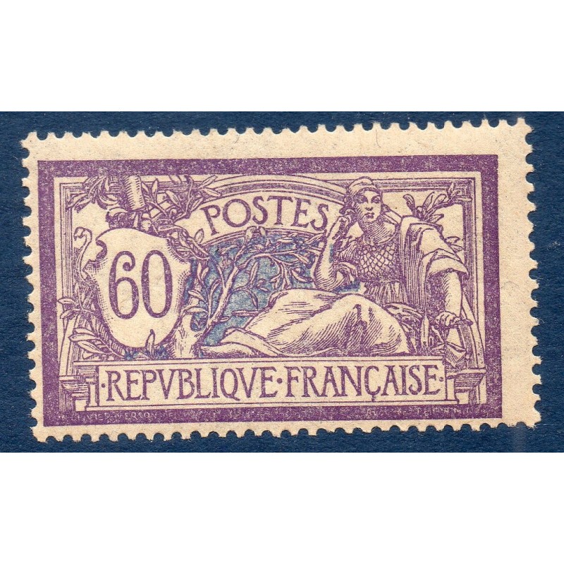Timbre France Yvert No 144 Type merson 60c violet et bleu neuf **