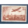 Timbre France Poste Aérienne Yvert 13 avion survolant Paris 3.50f Brun-jaune neuf **