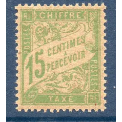 Timbre France Taxes Yvert 30a Type Duval 15c Vert-Jaune papier GC neuf **