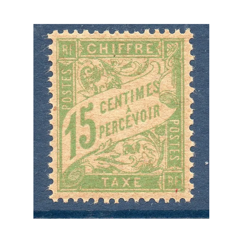 Timbre France Taxes Yvert 30a Type Duval 15c Vert-Jaune papier GC neuf **