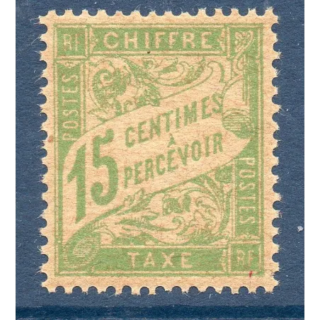 Timbre France Taxes Yvert 30a Type Duval 15c Vert-Jaune papier GC neuf **