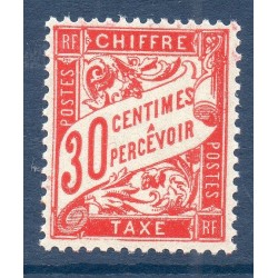 Timbre France Taxes Yvert 33 Type Duval 30c Rouge carminé neuf **
